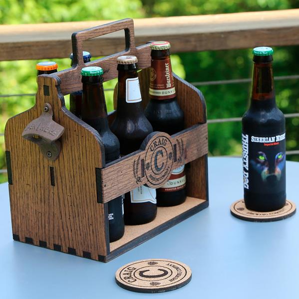 Beer Caddy w/ Coasters - Personalized